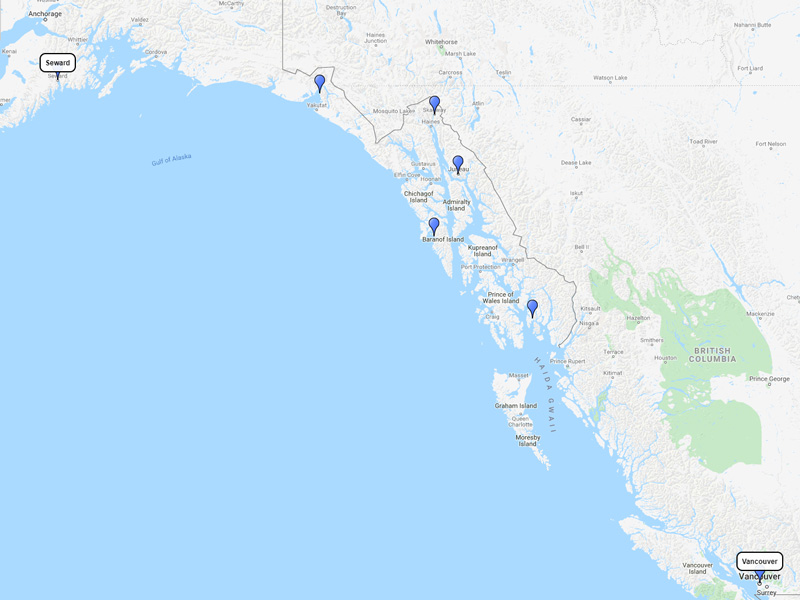 Silver Shadow Alaska Southbound 7-day route